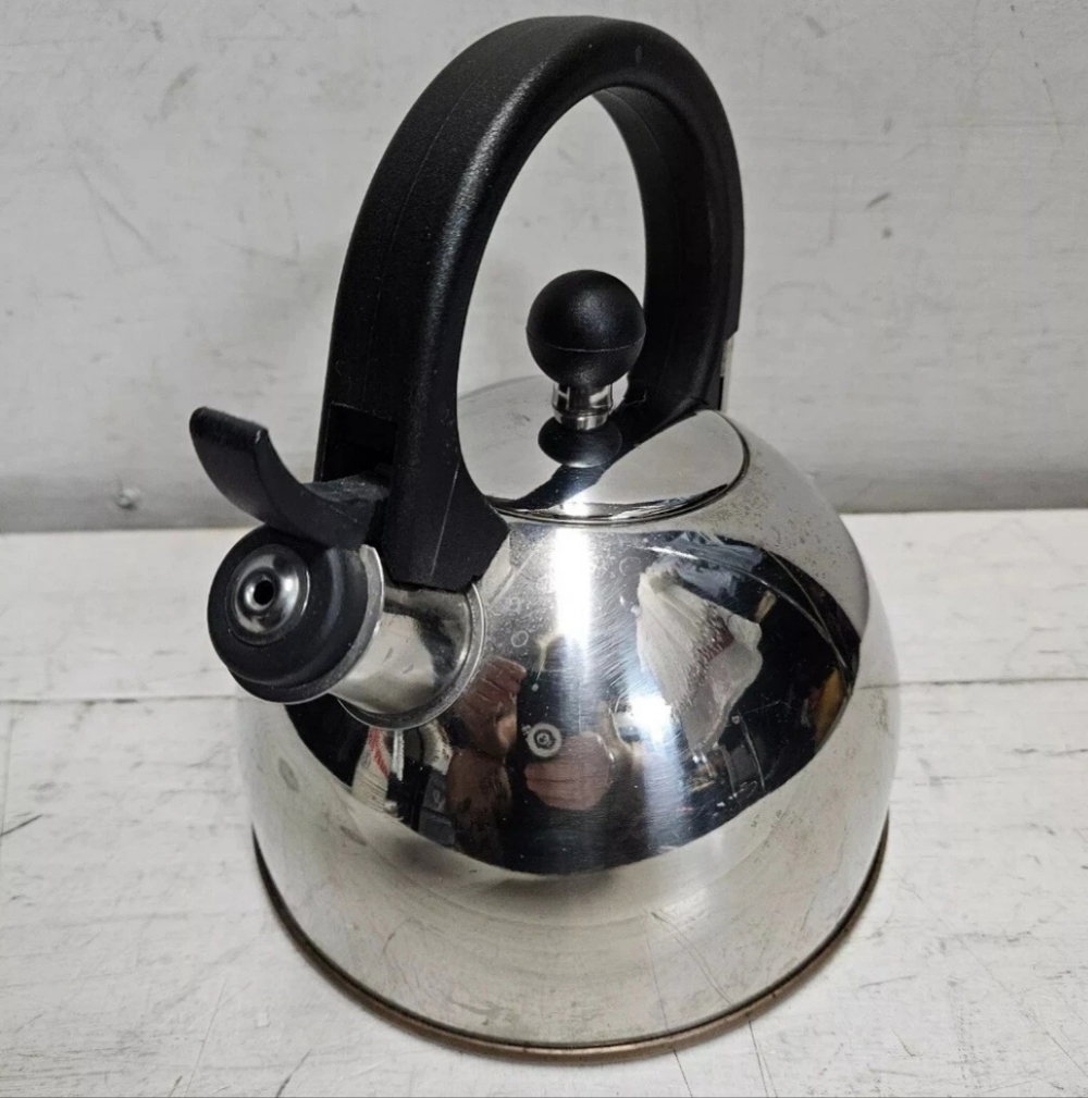 Copco 0712 Copper Bottom Vintage Stainless Steel Tea Kettle Teapot Kitchen Cook